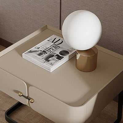 Moderner Mid-Century Rechteckiger Umweltfreundlicher Nachttisch aus Kohlenstoffstahl mit 1 Schublade für das Schlafzimmer 