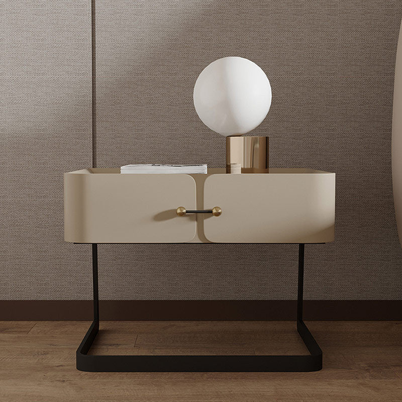 Moderner Mid-Century Rechteckiger Umweltfreundlicher Nachttisch aus Kohlenstoffstahl mit 1 Schublade für das Schlafzimmer 