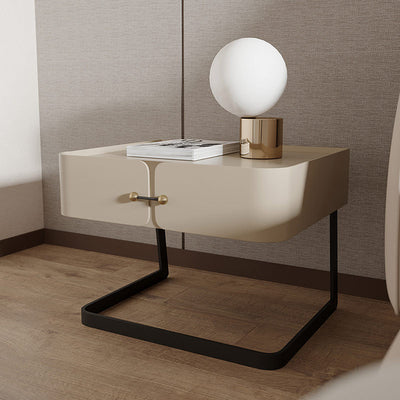 Moderner Mid-Century Rechteckiger Umweltfreundlicher Nachttisch aus Kohlenstoffstahl mit 1 Schublade für das Schlafzimmer 