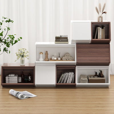 Contemporary Nordic Solid Wood Modular Cube Storage Cabinet Books Toys & Snacks Multi-Layer Organizer With Doors For Bedroom & Living Room