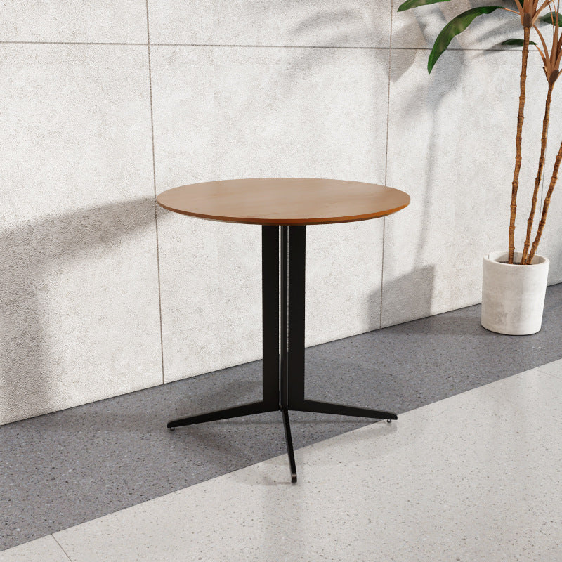Traditional Japanese Rubberwood Iron Round Top Iron Side Table For Dining Room
