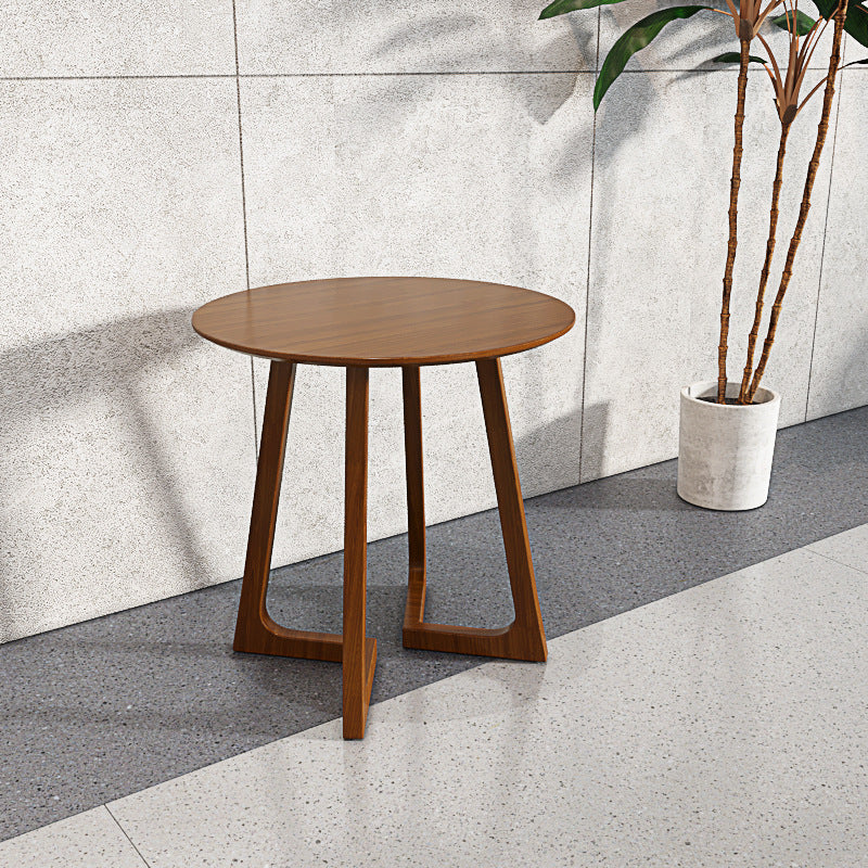 Traditional Japanese Rubberwood Iron Round Top Iron Side Table For Dining Room