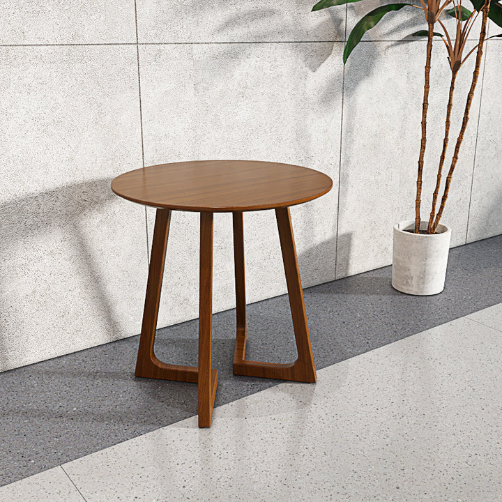 Traditional Japanese Rubberwood Iron Round Top Iron Side Table For Dining Room
