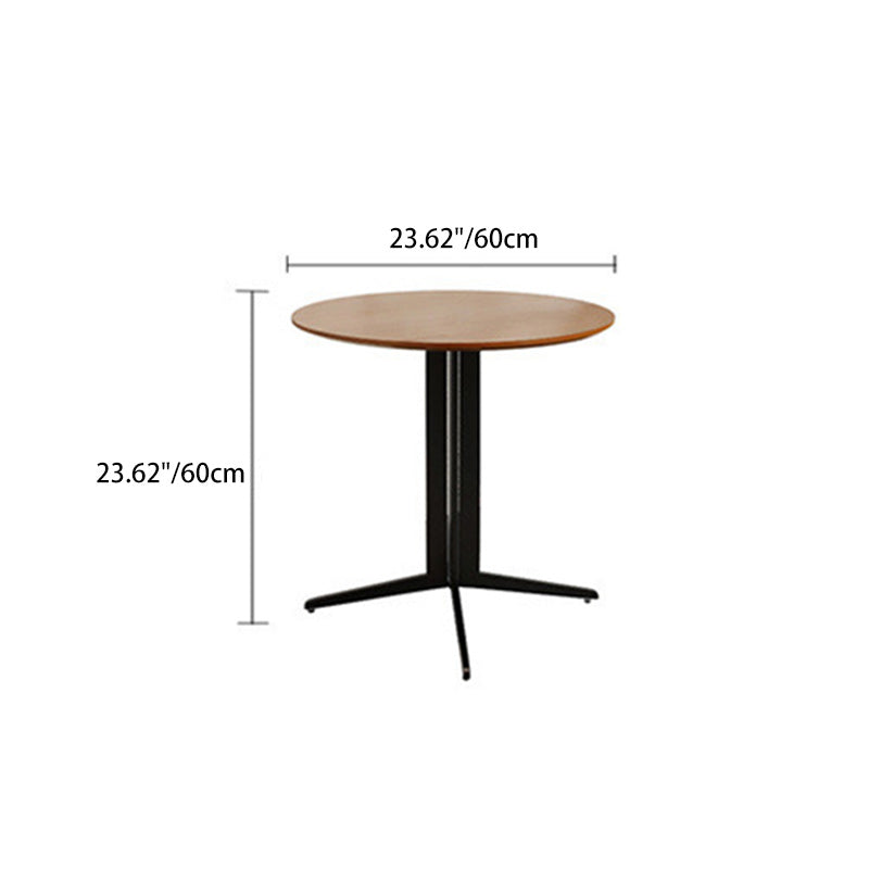 Traditional Japanese Rubberwood Iron Round Top Iron Side Table For Dining Room