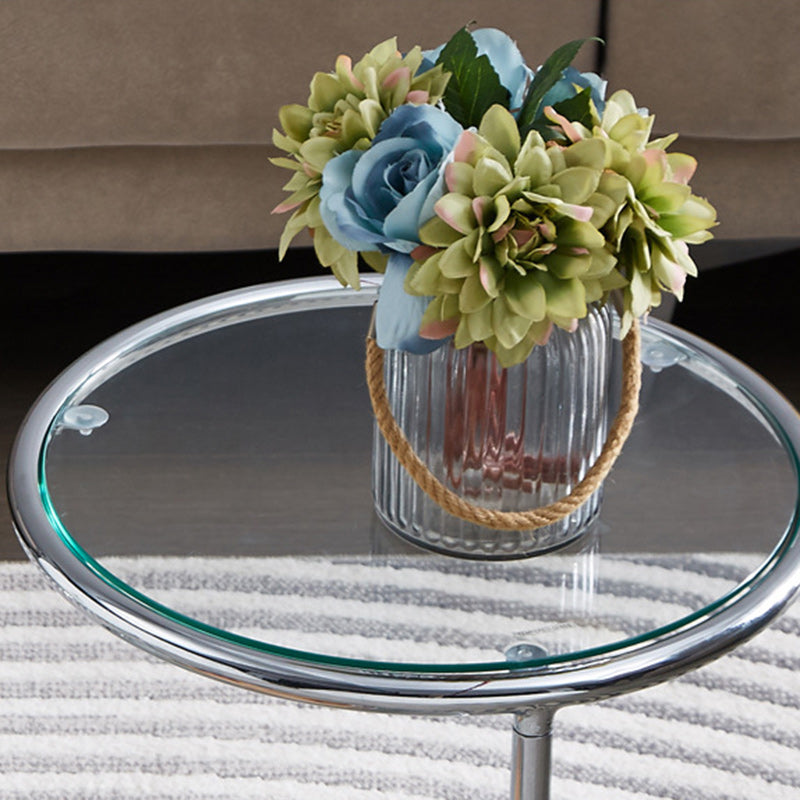 Table basse rotative moderne de style milieu du siècle avec plateau rond en verre nervuré à 2 niveaux avec roulettes pour salon 