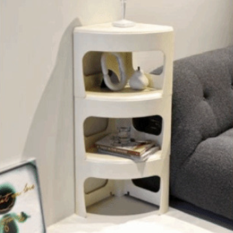Zeitgenössischer skandinavischer modularer Endtisch in Fächerform aus Kunststoff mit austauschbaren Abschnitten, 3-stufig für das Wohnzimmer 