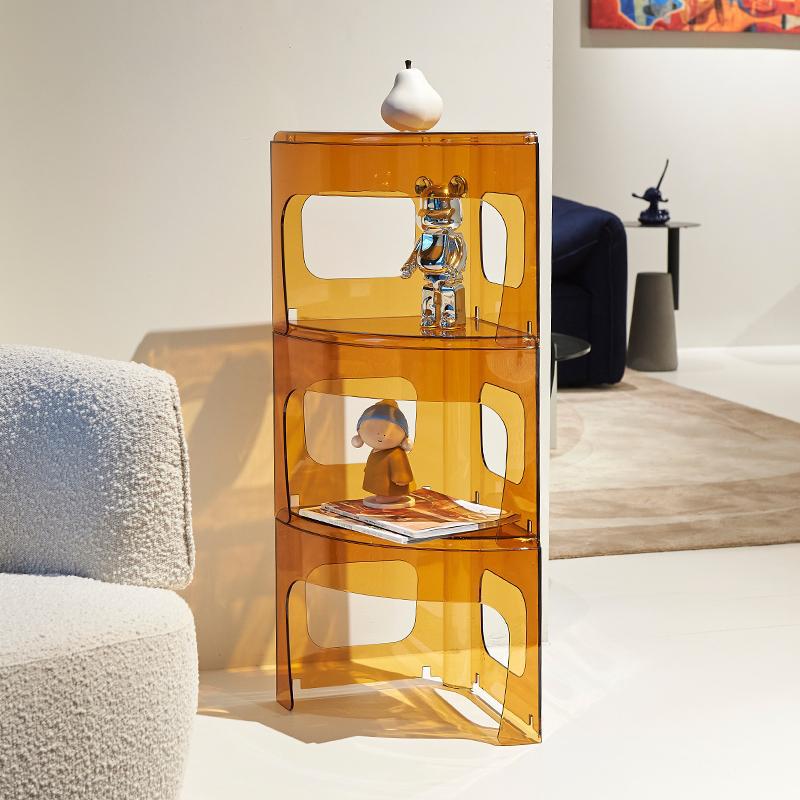 Zeitgenössischer skandinavischer modularer Endtisch in Fächerform aus Kunststoff mit austauschbaren Abschnitten, 3-stufig für das Wohnzimmer 