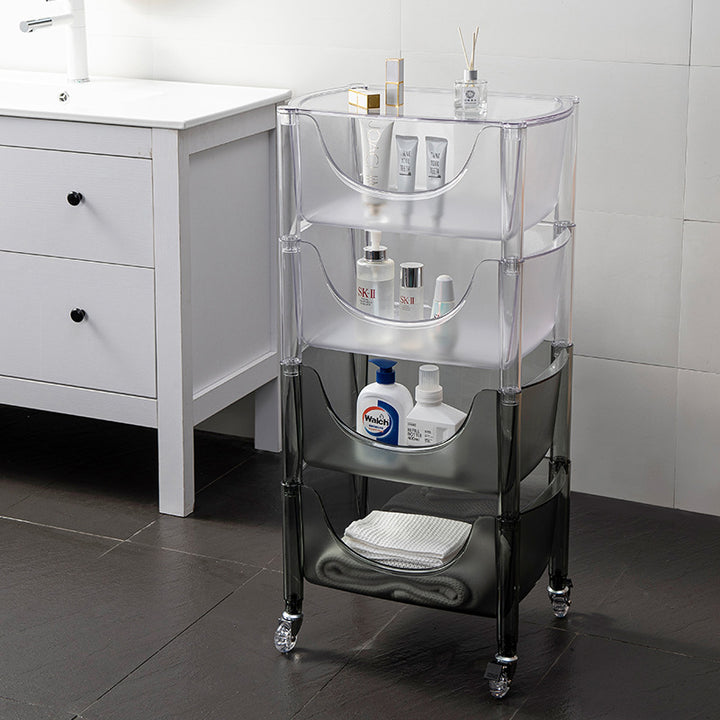 Contemporary Simplicity PC Rectangular End Table 4-Tier Rolling Cart For Living Room
