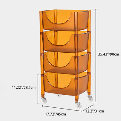 Mesa Auxiliar Rectangular de Plástico de Simplicidad Contemporánea Carrito de 4 Niveles con Ruedas para Sala de Estar 