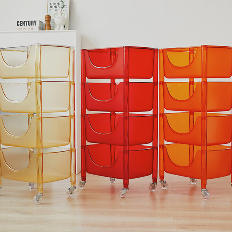 Mesa Auxiliar Rectangular de Plástico de Simplicidad Contemporánea Carrito de 4 Niveles con Ruedas para Sala de Estar 