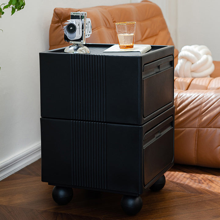 Modern Mid-Century Cube PE Nightstand 2-Drawer For Bedroom