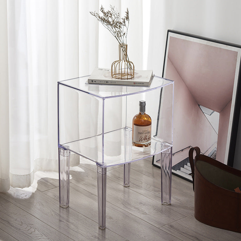 Moderner Mid-Century-Acryl-Rechteckiger Nachttisch mit 1/2-stufigen Ablagefächern für das Schlafzimmer 