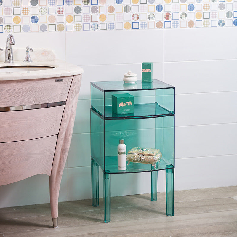 Moderner Mid-Century-Acryl-Rechteckiger Nachttisch mit 1/2-stufigen Ablagefächern für das Schlafzimmer 
