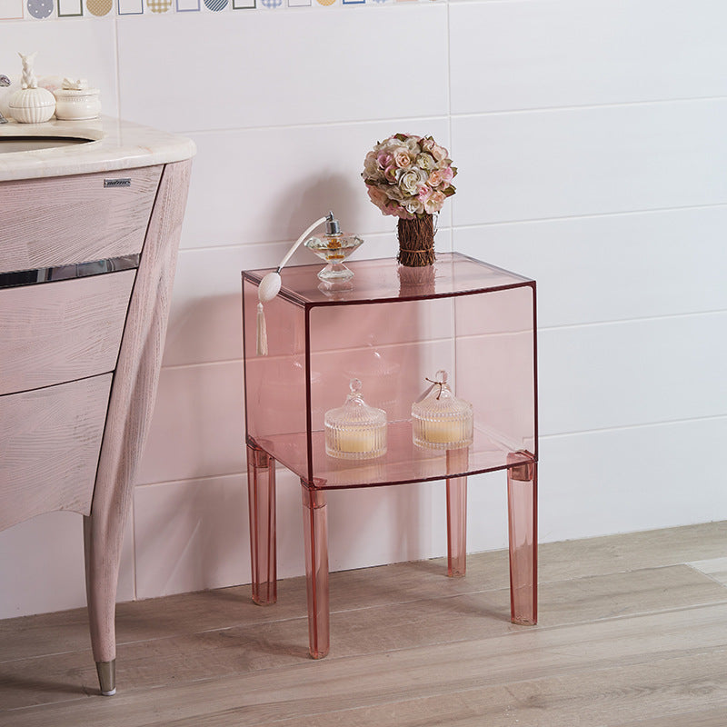 Moderner Mid-Century-Acryl-Rechteckiger Nachttisch mit 1/2-stufigen Ablagefächern für das Schlafzimmer 