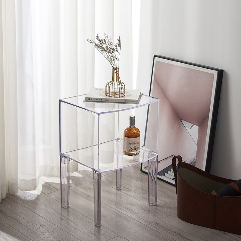 Moderner Mid-Century-Acryl-Rechteckiger Nachttisch mit 1/2-stufigen Ablagefächern für das Schlafzimmer 