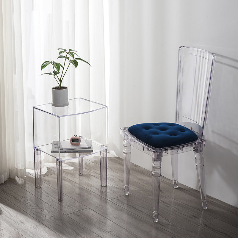 Moderner Mid-Century-Acryl-Rechteckiger Nachttisch mit 1/2-stufigen Ablagefächern für das Schlafzimmer 