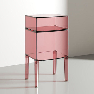 Moderner Mid-Century-Acryl-Rechteckiger Nachttisch mit 1/2-stufigen Ablagefächern für das Schlafzimmer 