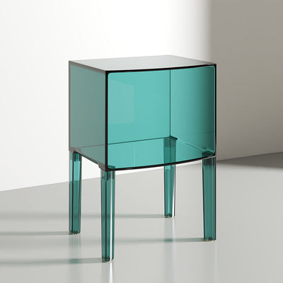 Moderner Mid-Century-Acryl-Rechteckiger Nachttisch mit 1/2-stufigen Ablagefächern für das Schlafzimmer 