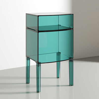 Moderner Mid-Century-Acryl-Rechteckiger Nachttisch mit 1/2-stufigen Ablagefächern für das Schlafzimmer 