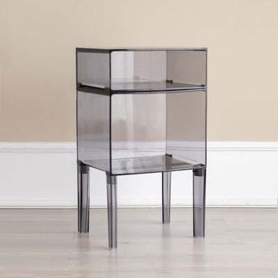 Moderner Mid-Century-Acryl-Rechteckiger Nachttisch mit 1/2-stufigen Ablagefächern für das Schlafzimmer 