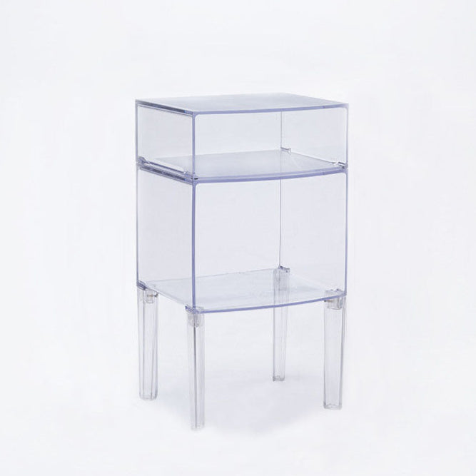 Moderner Mid-Century-Acryl-Rechteckiger Nachttisch mit 1/2-stufigen Ablagefächern für das Schlafzimmer 