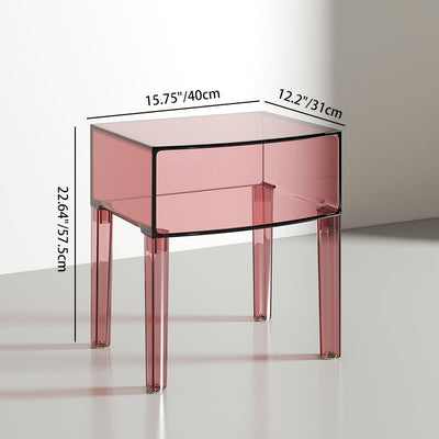 Moderner Mid-Century-Acryl-Rechteckiger Nachttisch mit 1/2-stufigen Ablagefächern für das Schlafzimmer 