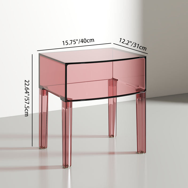 Moderner Mid-Century-Acryl-Rechteckiger Nachttisch mit 1/2-stufigen Ablagefächern für das Schlafzimmer 