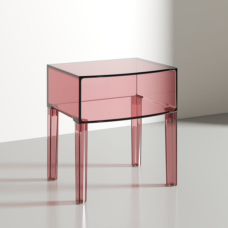 Moderner Mid-Century-Acryl-Rechteckiger Nachttisch mit 1/2-stufigen Ablagefächern für das Schlafzimmer 