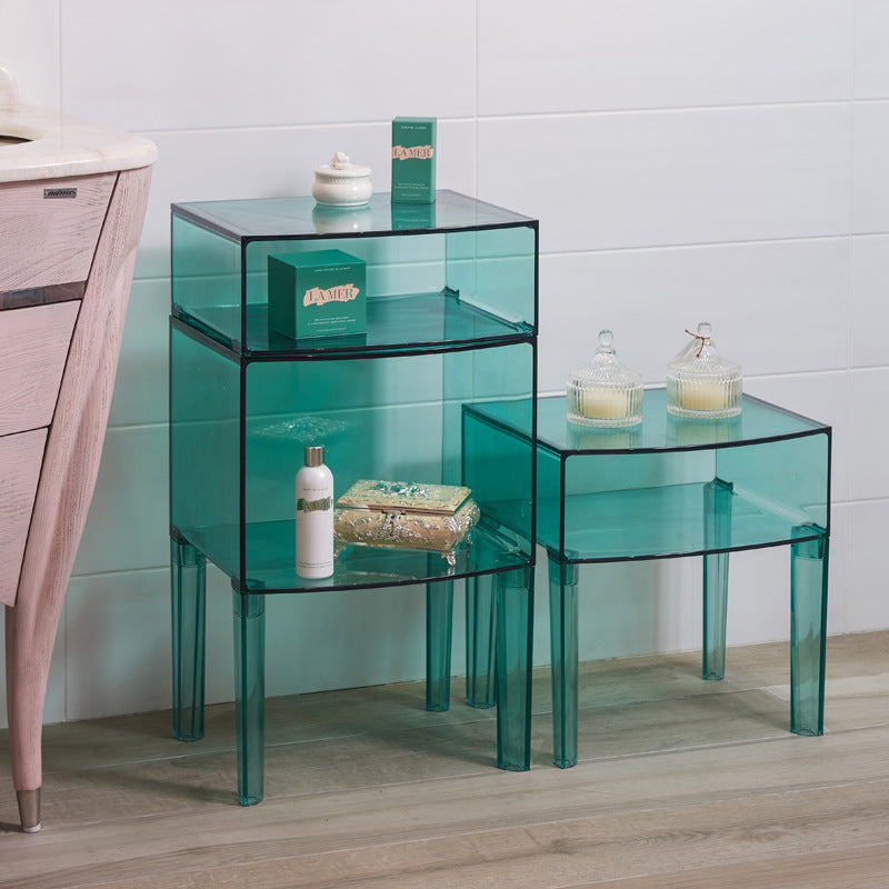 Moderner Mid-Century-Acryl-Rechteckiger Nachttisch mit 1/2-stufigen Ablagefächern für das Schlafzimmer 