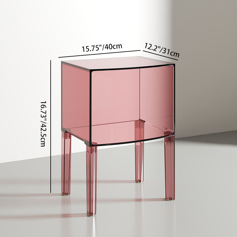 Moderner Mid-Century-Acryl-Rechteckiger Nachttisch mit 1/2-stufigen Ablagefächern für das Schlafzimmer 