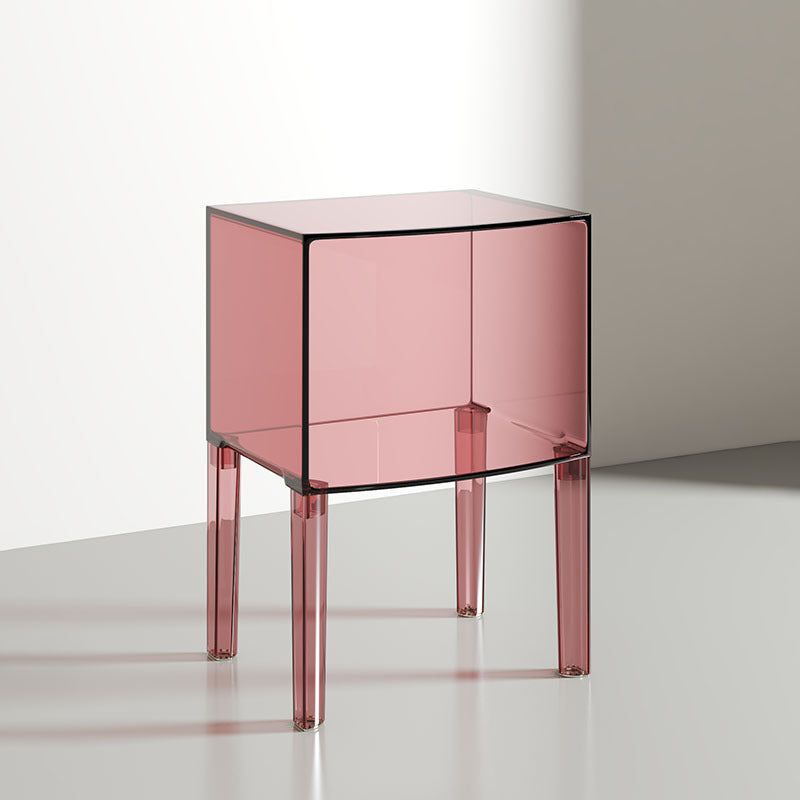 Moderner Mid-Century-Acryl-Rechteckiger Nachttisch mit 1/2-stufigen Ablagefächern für das Schlafzimmer 