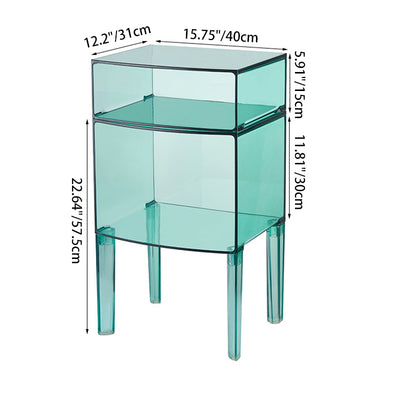 Moderner Mid-Century-Acryl-Rechteckiger Nachttisch mit 1/2-stufigen Ablagefächern für das Schlafzimmer 