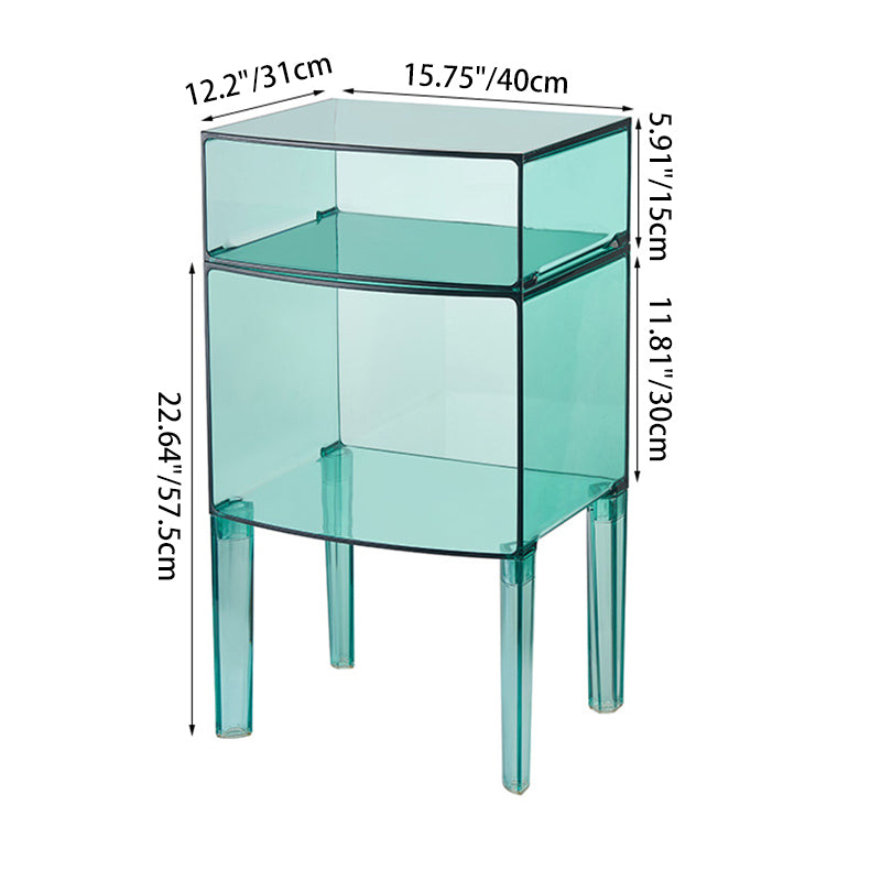 Moderner Mid-Century-Acryl-Rechteckiger Nachttisch mit 1/2-stufigen Ablagefächern für das Schlafzimmer 