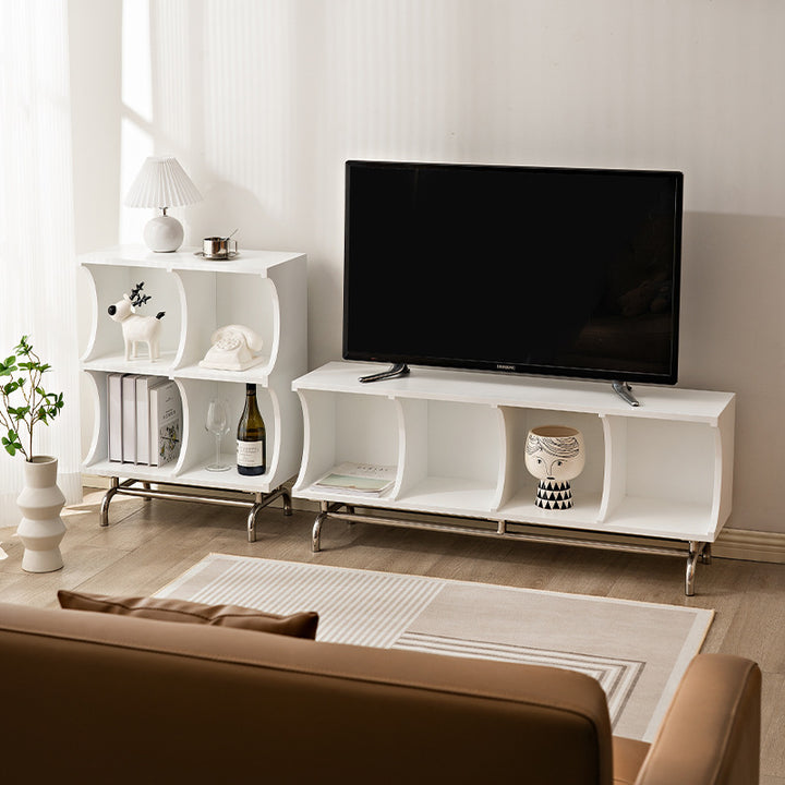 Contemporary Simplicity Rectangular MDF Stainless Steel Multi-functional Storage Unit 1/2-Tier Storage Cabinet For Living Room