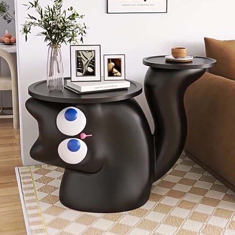 Zeitgenössischer kreativer Cartoon-Katzen-Rundtablett-Couchtisch aus Harz für das Wohnzimmer 