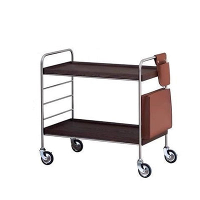 Mesa auxiliar de acero inoxidable con parte superior rectangular de trampa de madera maciza de estilo moderno transicional con estantes de almacenamiento giratorios de 2 niveles para sala de estar 