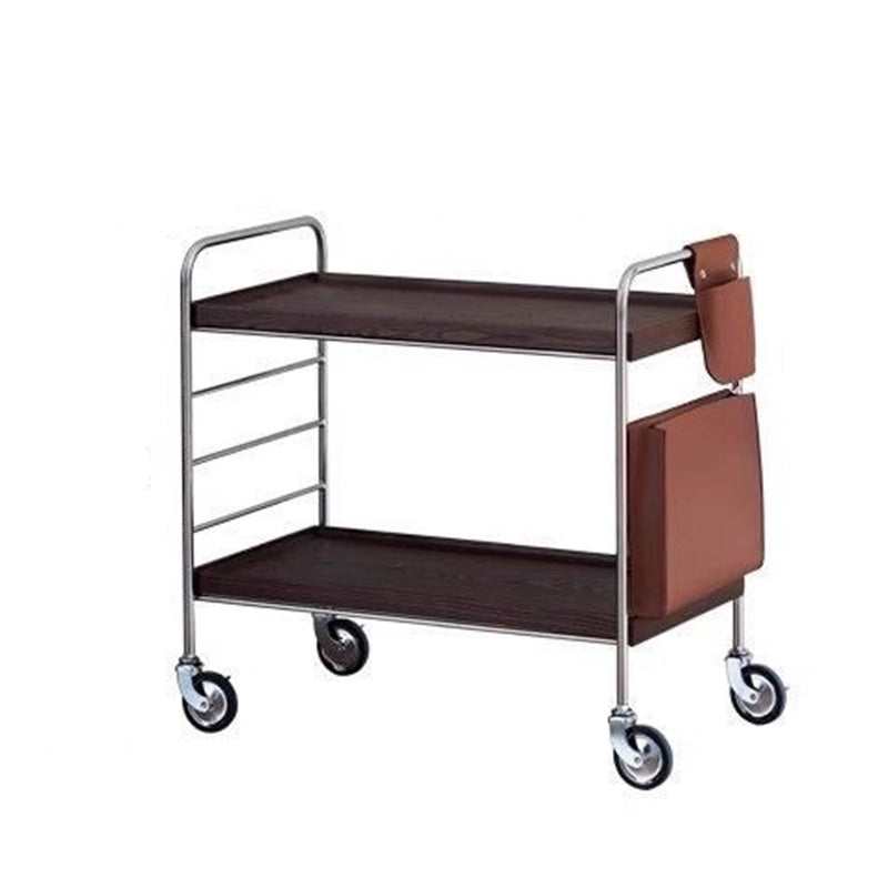 Mesa auxiliar de acero inoxidable con parte superior rectangular de trampa de madera maciza de estilo moderno transicional con estantes de almacenamiento giratorios de 2 niveles para sala de estar 