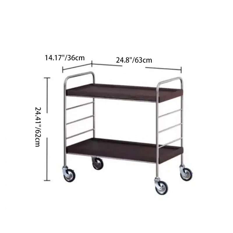 Mesa auxiliar de acero inoxidable con parte superior rectangular de trampa de madera maciza de estilo moderno transicional con estantes de almacenamiento giratorios de 2 niveles para sala de estar 