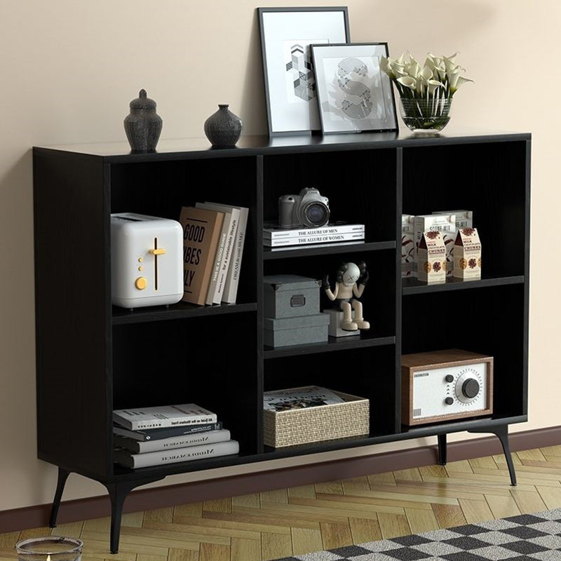 Buffet de rangement contemporain nordique rectangulaire en bois massif multi-fonctionnel avec étagère de présentation 5/7-casiers pour salon 
