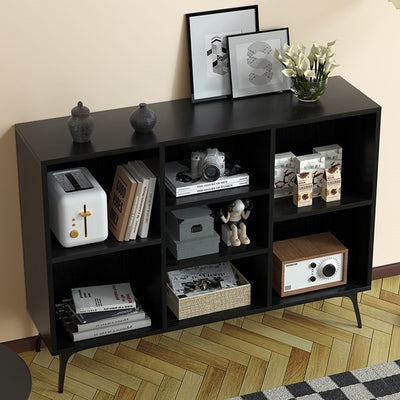Buffet de rangement contemporain nordique rectangulaire en bois massif multi-fonctionnel avec étagère de présentation 5/7-casiers pour salon 