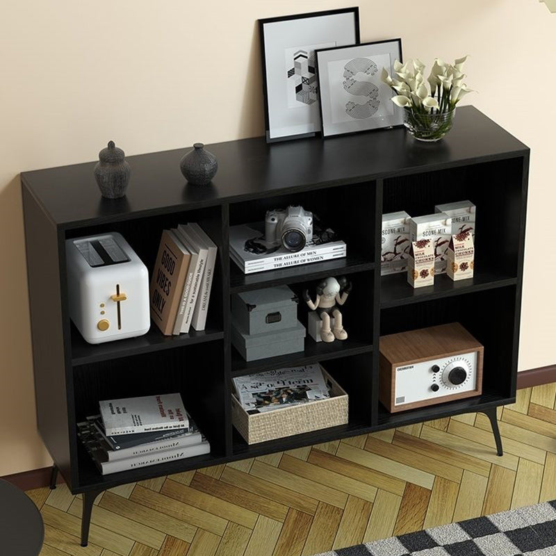 Buffet de rangement contemporain nordique rectangulaire en bois massif multi-fonctionnel avec étagère de présentation 5/7-casiers pour salon 