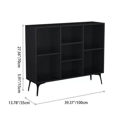 Buffet de rangement contemporain nordique rectangulaire en bois massif multi-fonctionnel avec étagère de présentation 5/7-casiers pour salon 