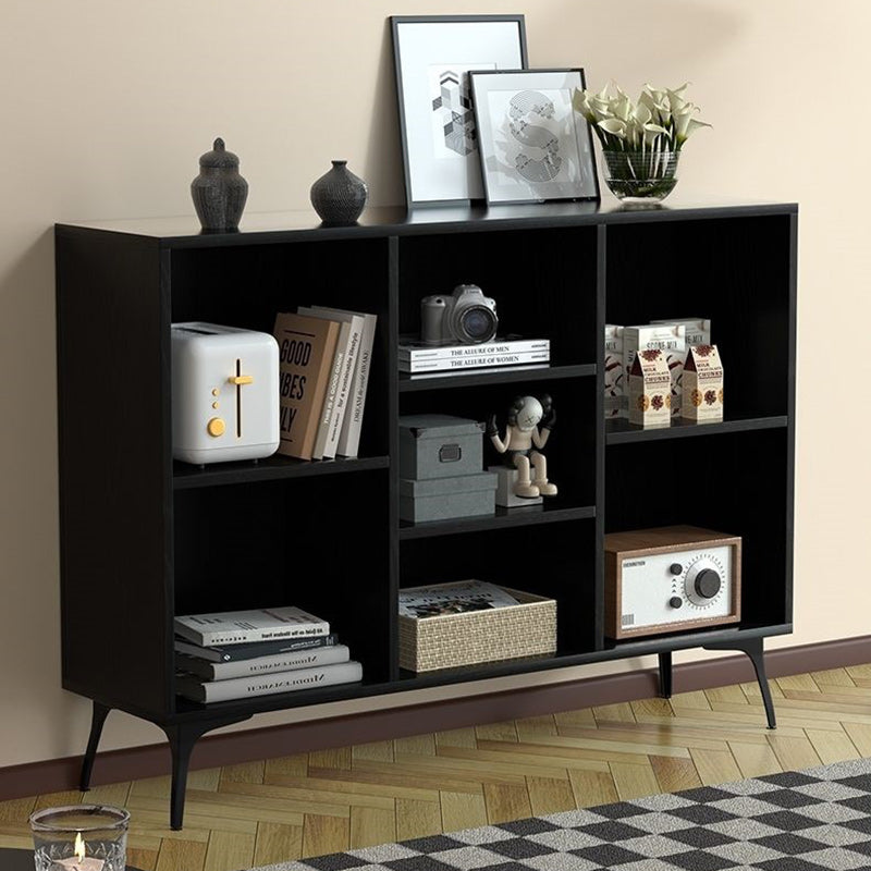 Buffet de rangement contemporain nordique rectangulaire en bois massif multi-fonctionnel avec étagère de présentation 5/7-casiers pour salon 