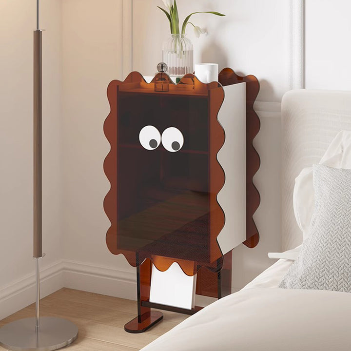 Contemporary Creative Cookie Robot Acrylic Side Table 2-Tier Storage Cabinets For Living Room