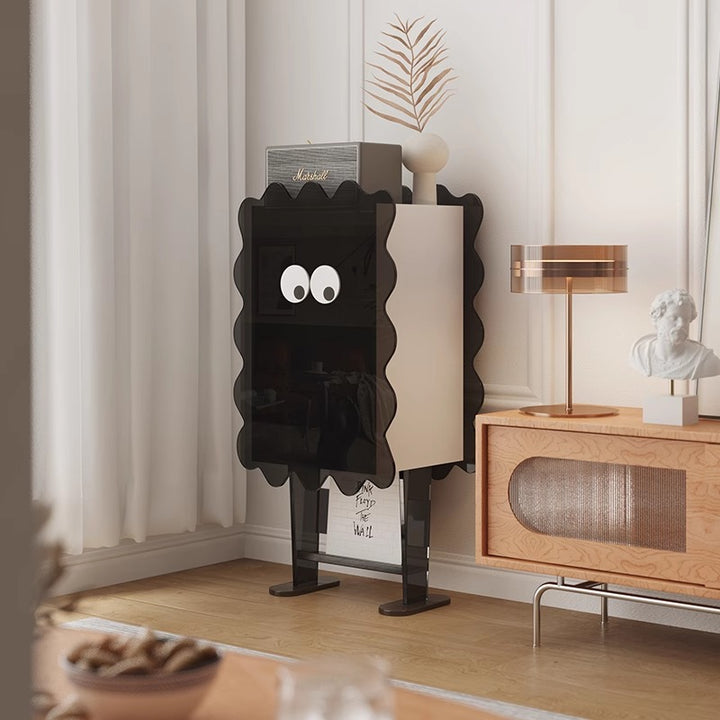 Contemporary Creative Cookie Robot Acrylic Side Table 2-Tier Storage Cabinets For Living Room