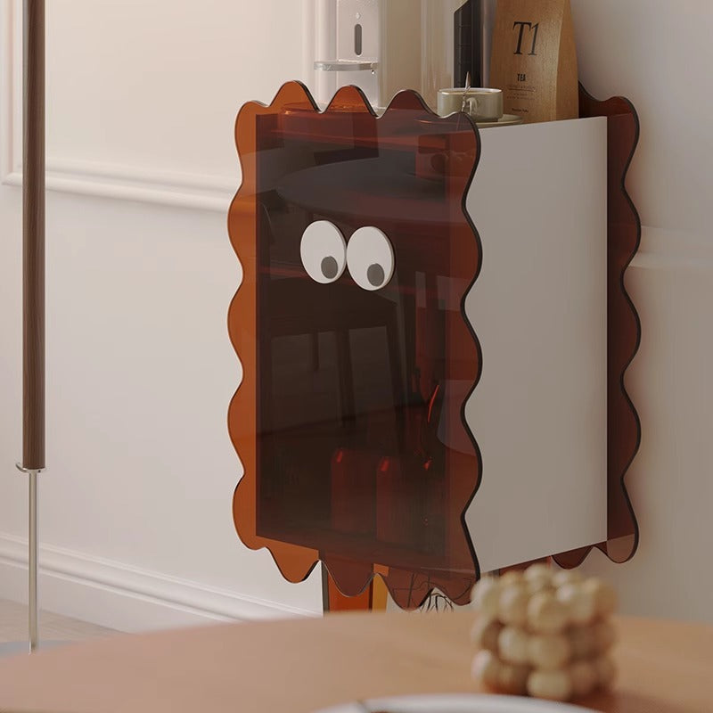 Contemporary Creative Cookie Robot Acrylic Side Table 2-Tier Storage Cabinets For Living Room