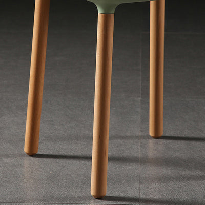 Contemporary Scandinavian Square Plastic Top With Rounded Corners Solid Wood Side Table 1-Storage For Living Room