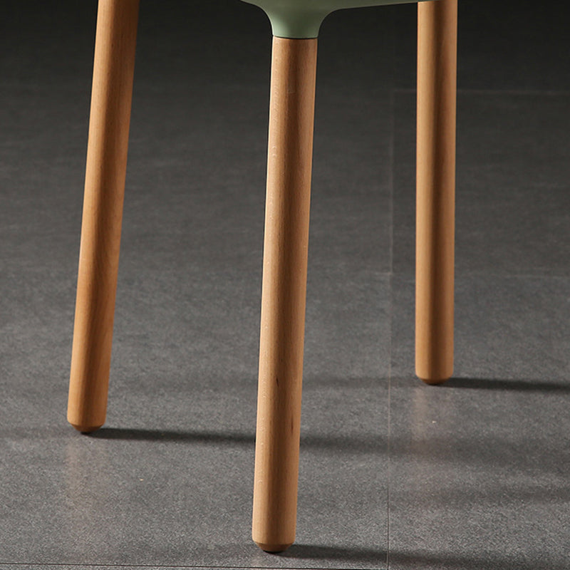 Contemporary Scandinavian Square Plastic Top With Rounded Corners Solid Wood Side Table 1-Storage For Living Room