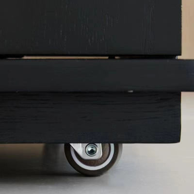 Contemporary Simplicity Rectangular Solid Wood Multifunctional Storage Cabinet End Table 2-Tier Rolling Cart For Living Room