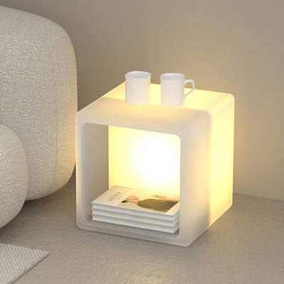 Table de chevet moderne minimaliste en plastique géométrique cube illuminé 1-armoire de rangement pour chambre 
